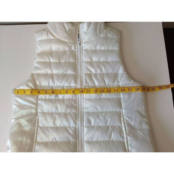 Live Love Dream Puffer Vest White pearlescent Sz L - Picture 7 of 7